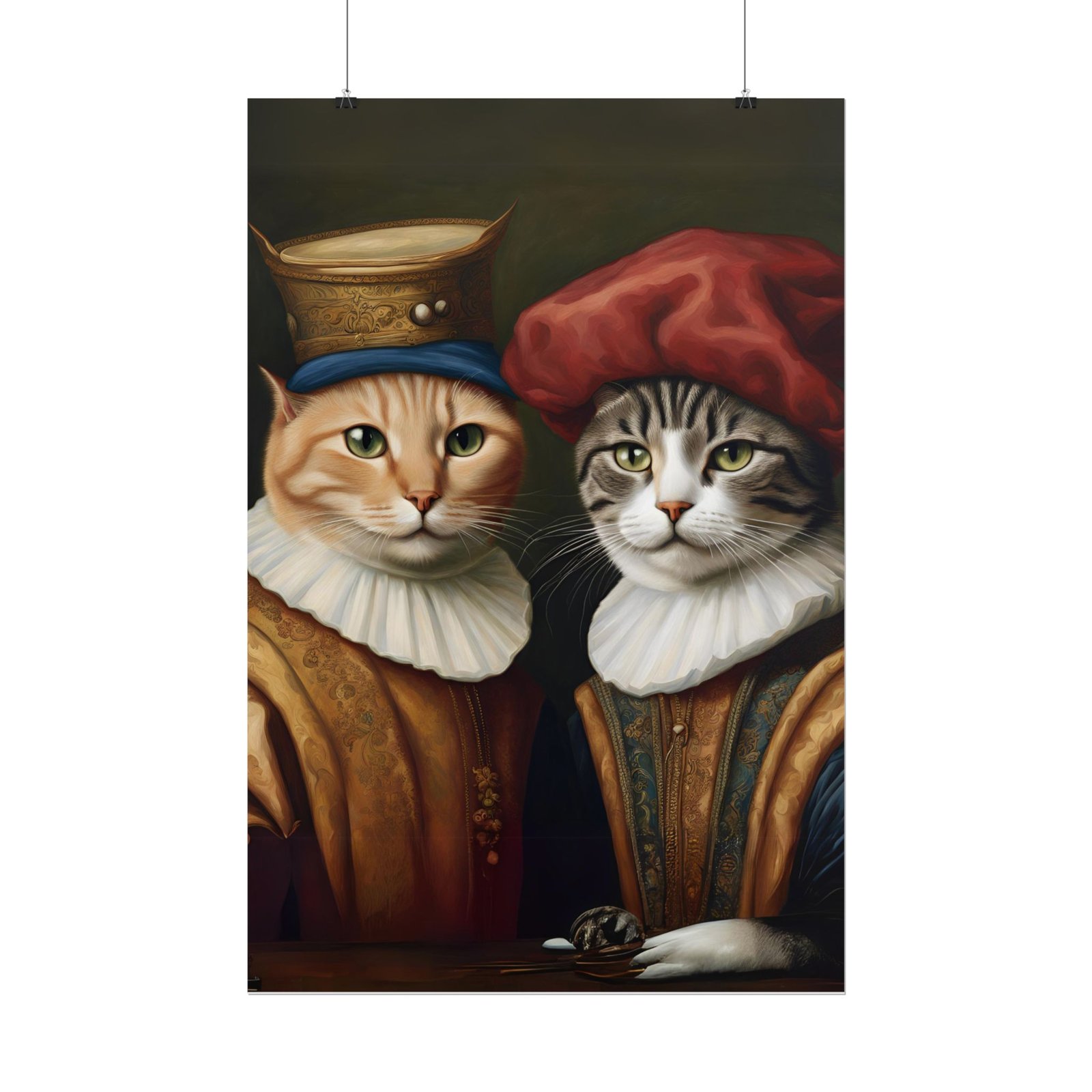 IS_1337 Renaissance Cats Portrait Rolled Posters - Image 2