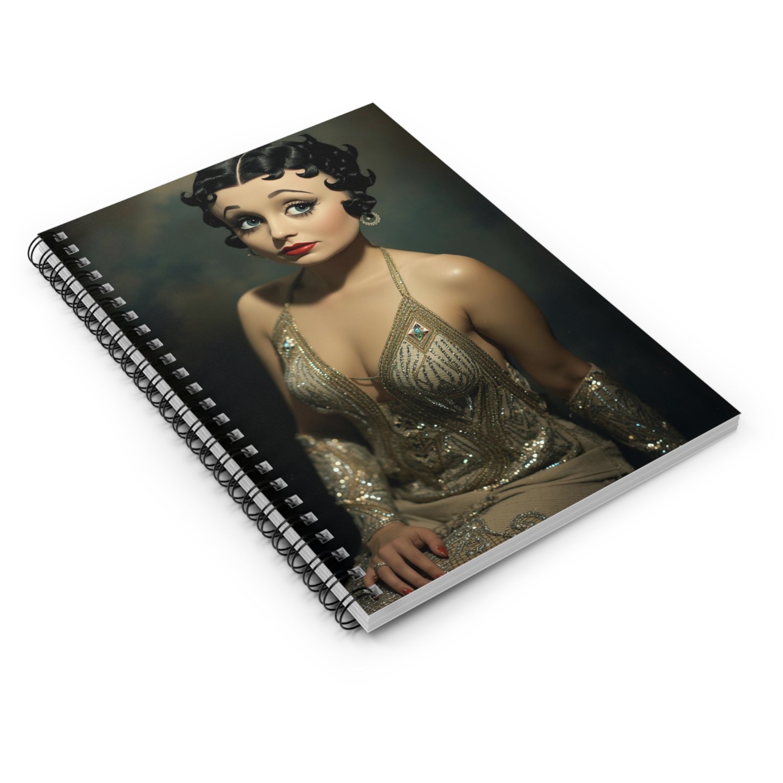 IS_6851 Vinttage Art Deco Pin Up Girl Spiral Notebook - Ruled Line - Image 3