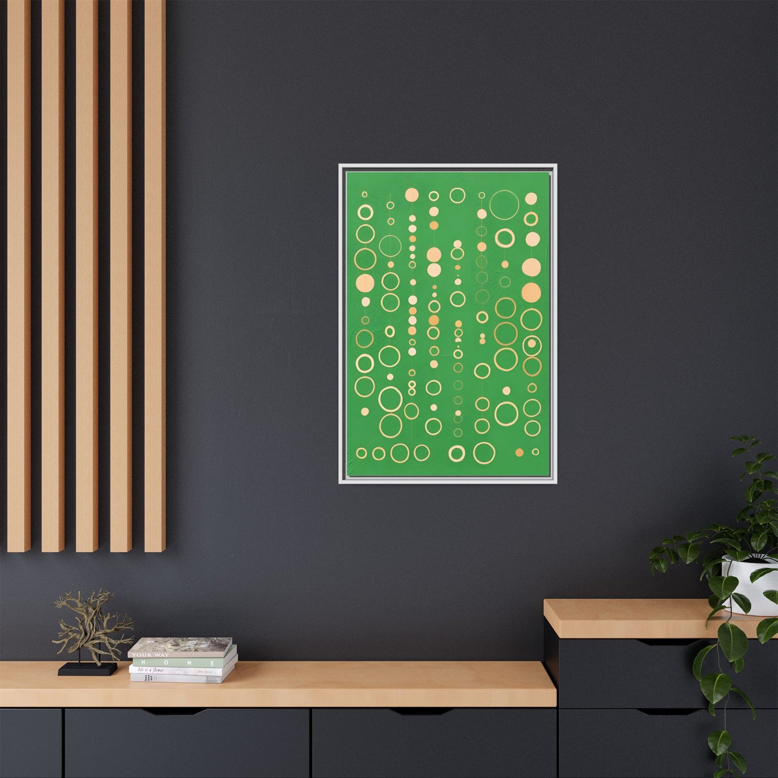 Supermatism Green Abstract Bubble Canvas FRAMED 24x36" - Image 4