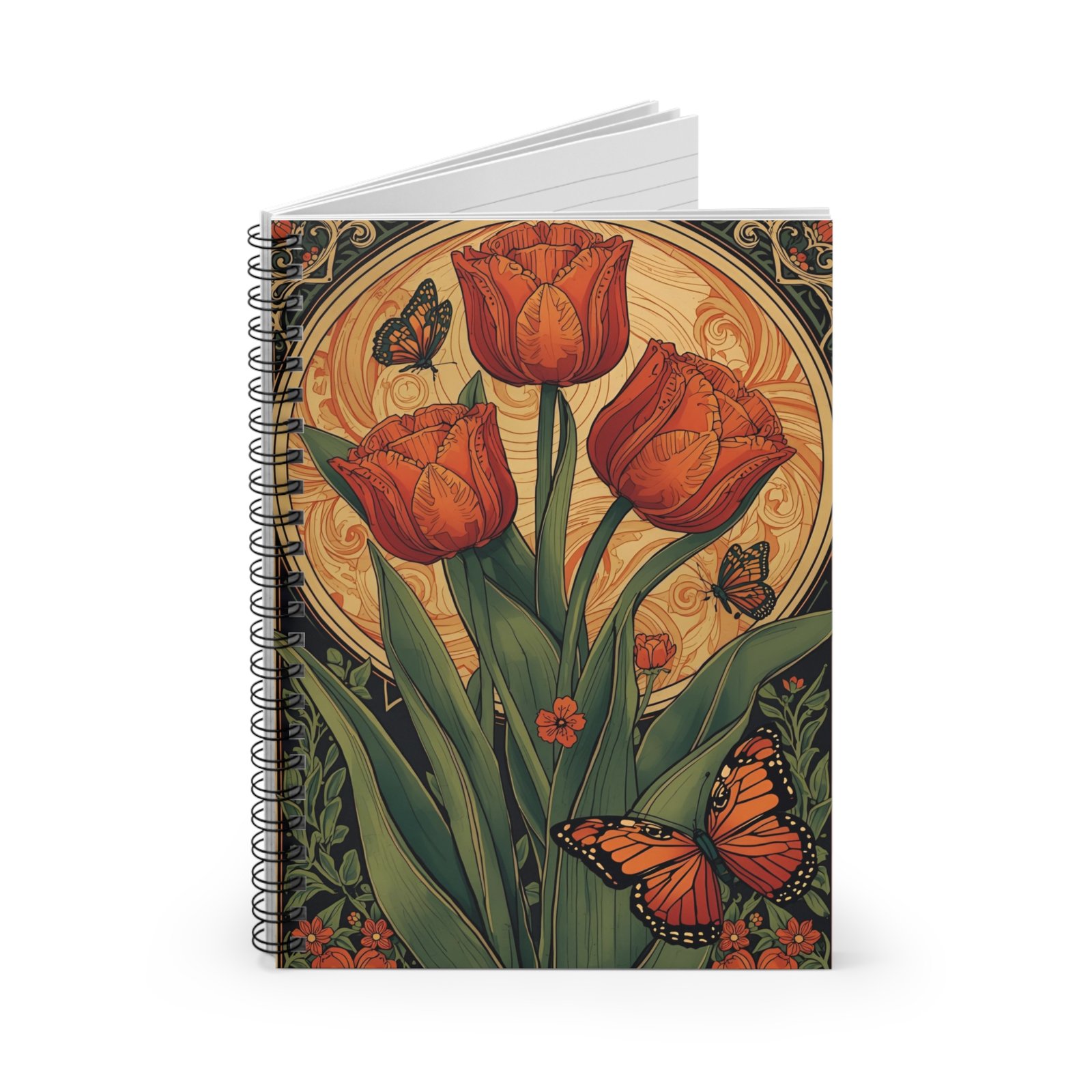 IS_6261 Tulip & Monarch Spiral Notebook - Image 2
