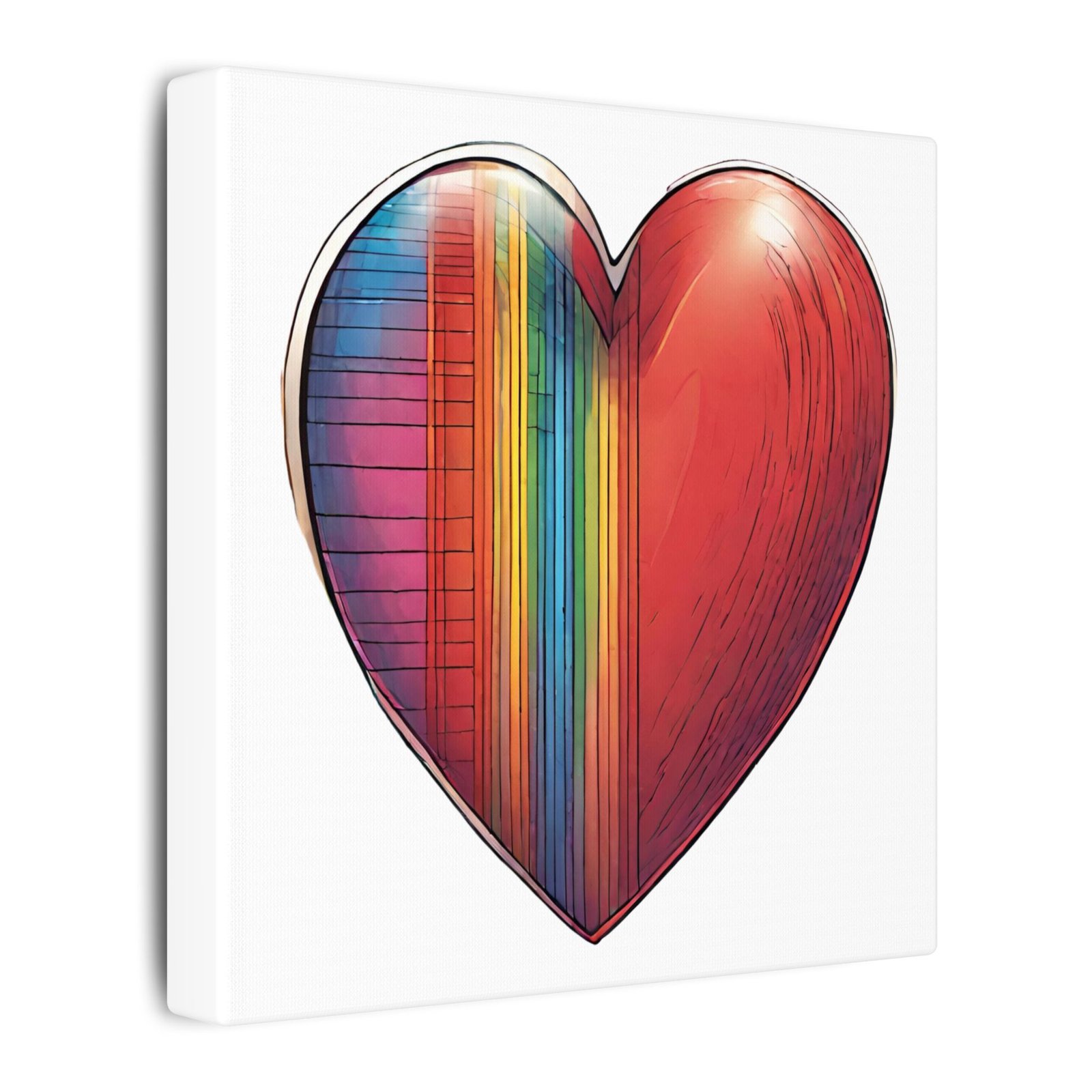 IS_3308 Rainbow Heart Canvas Print — Stretched Matte Wall Art - Image 2