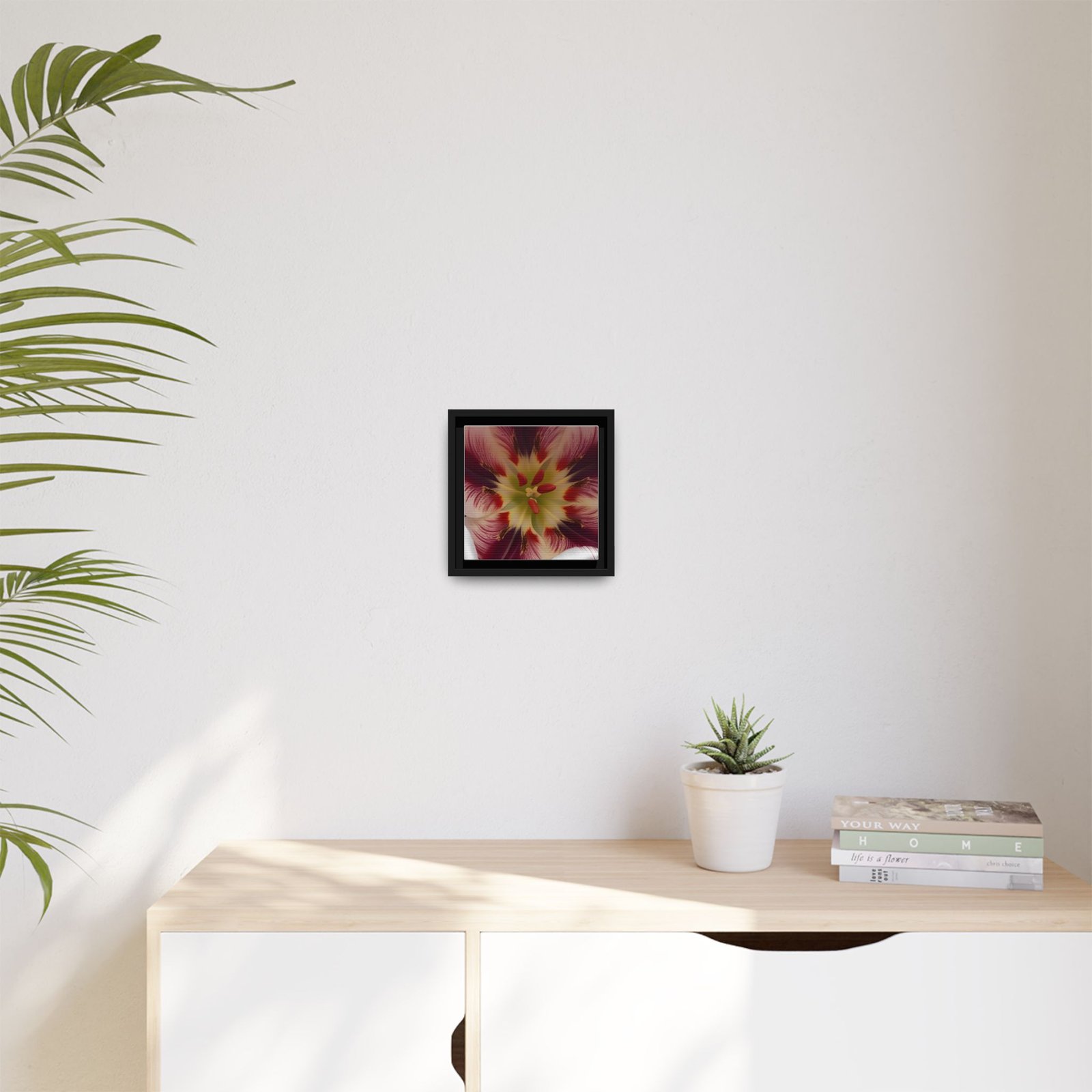 IS_4873 Framed Floral Close-Up Matte Canvas Wall Art — Multicolor Tulip Centerpiece - Image 3