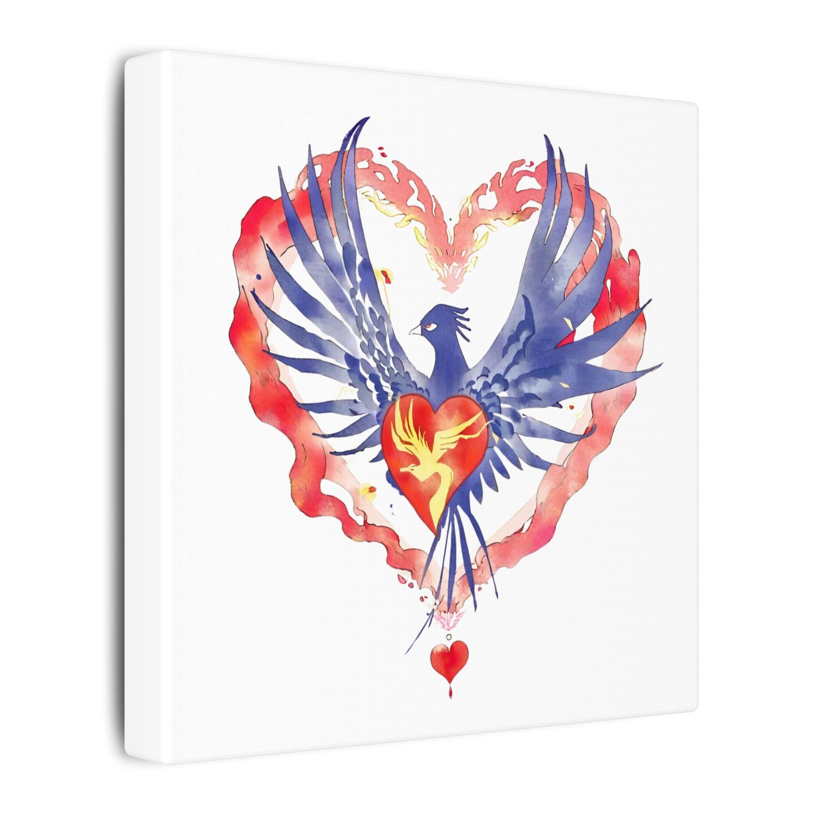 Phoenix62 Heart Canvas Art – Watercolor Heart & Bird Wall Decor - Image 2