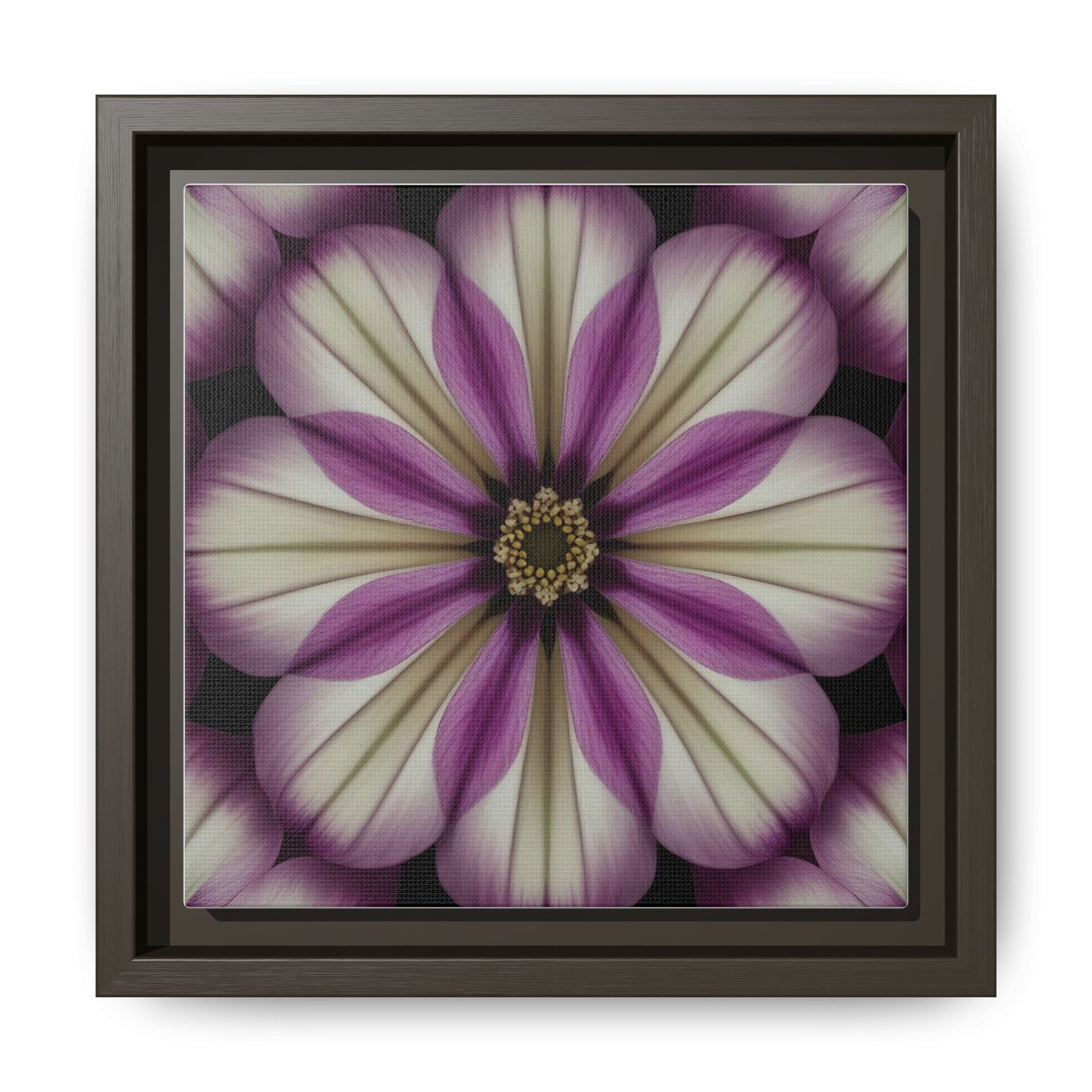 IS_4857 Framed Floral Kaleidoscope Canvas Print — Purple & Cream Decorative Wall Art - Image 7