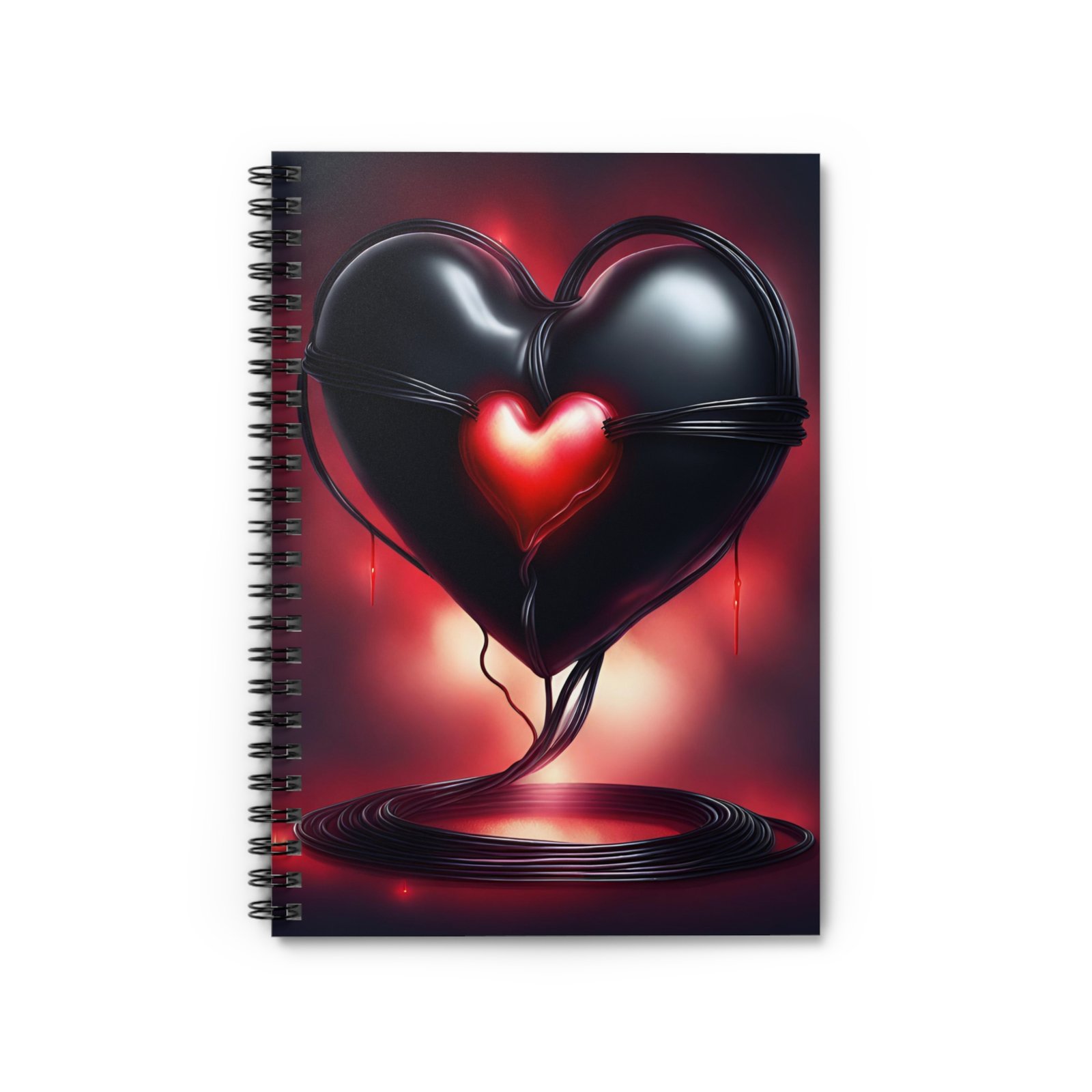 IS_1277 Gothic Black Heart Spiral Notebook