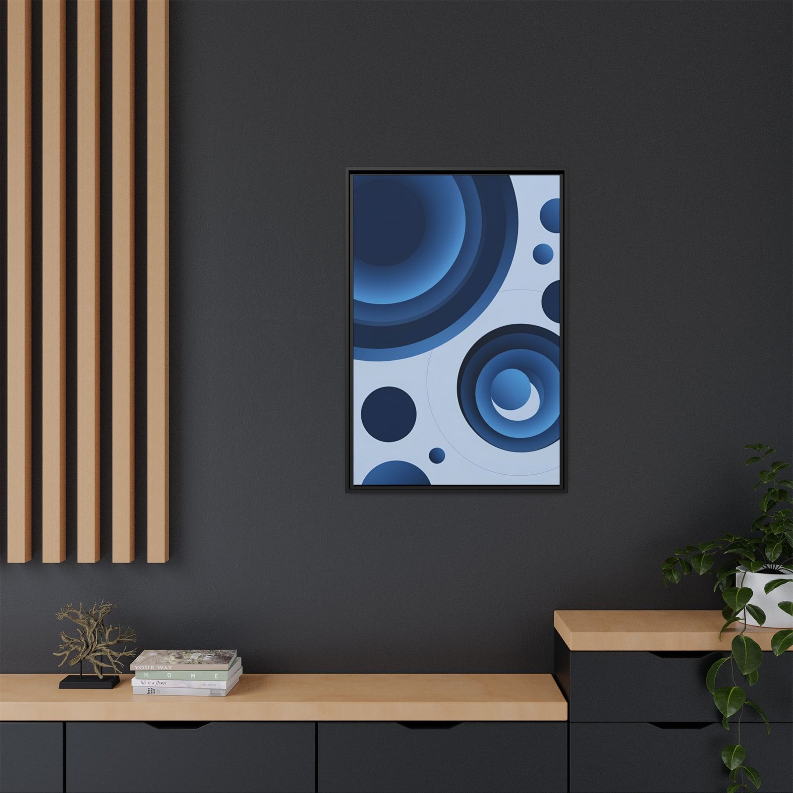 Suprematism- Blue Abstract Concentric Circles FRAMED 24x36" - Image 6