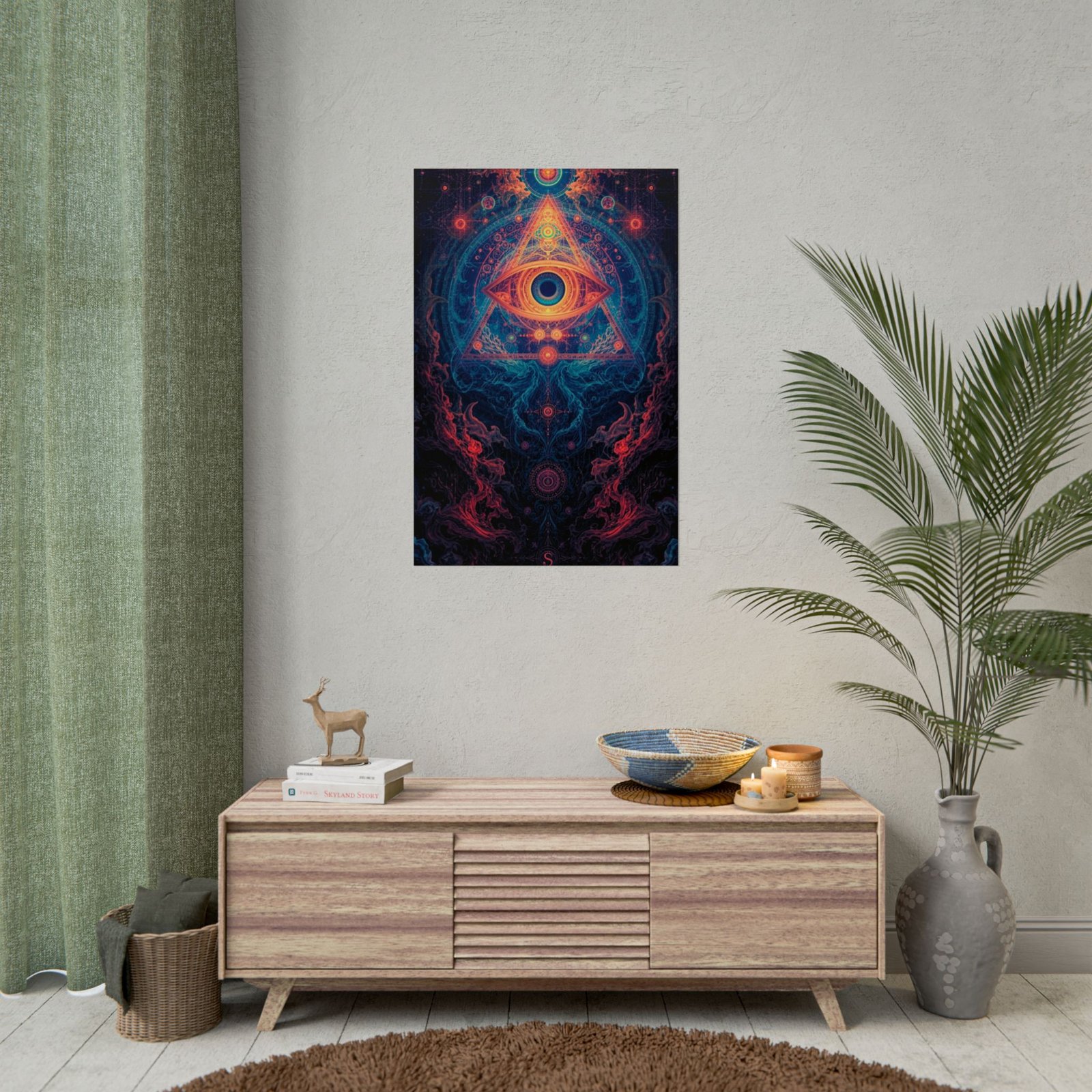 IS_6626 Psychedelic Third Eye Rolled Poster — Trippy Geometric Spiritual Wall Art - Image 3