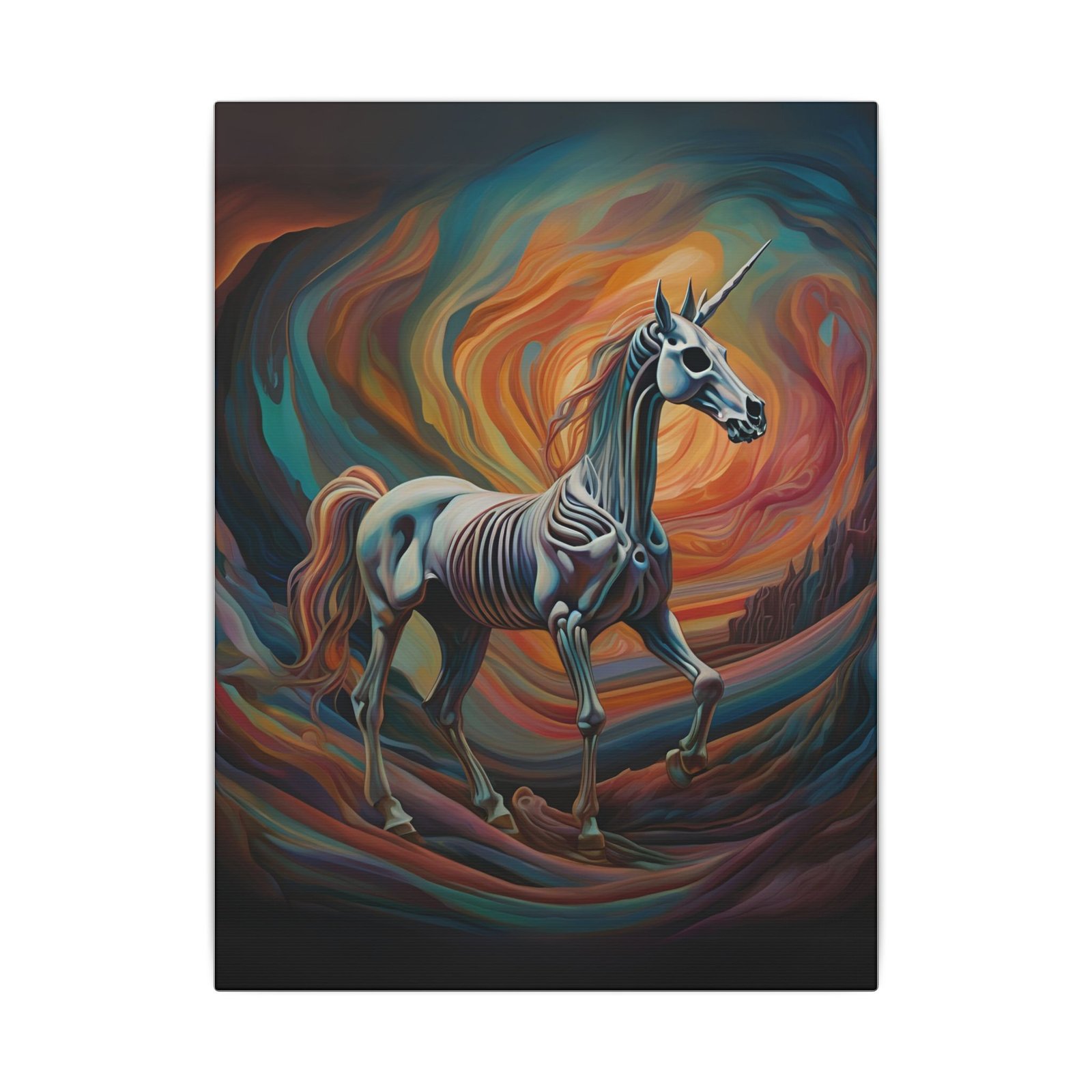 Surreal Unicorn Skeleton Canvas 9x12"