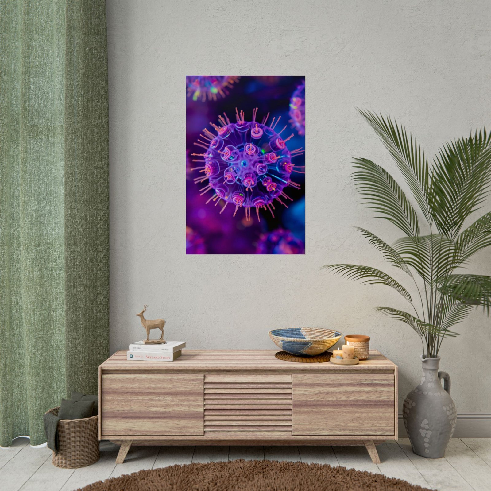 IS_6619 Psychadelic Virus Rolled Poster — Neon Microbe Scientific Wall Print - Image 3
