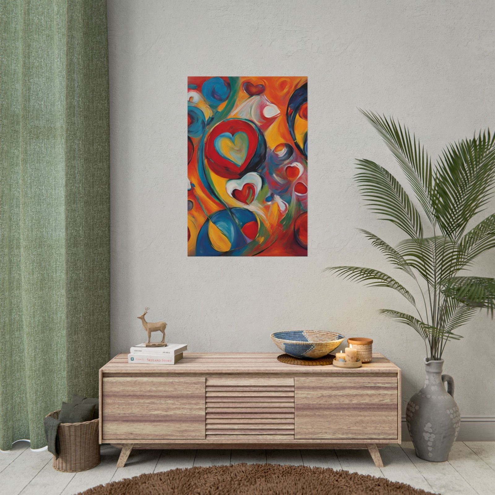 Colorful Abstract Heart-Themed Rolled Poster - Image 2