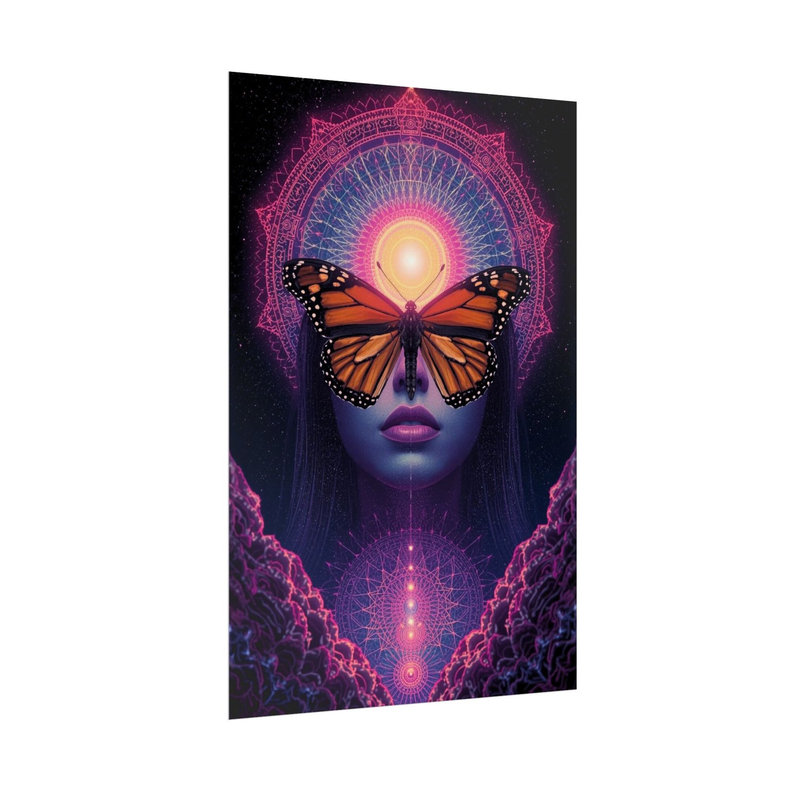 IS_6671 Psychedelic Monarch Butterfly Rolled Poster — Visionary Woman Spiritual Wall Art - Image 2