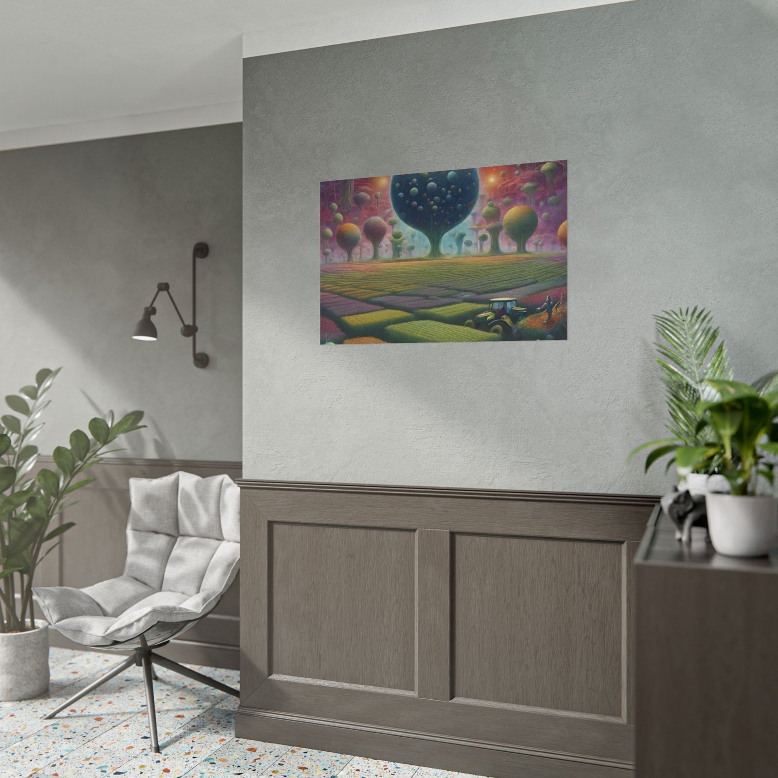 Abstract Farming Paradise Rolled Poster - Vibrant Nature Art for Home Décor - Image 5