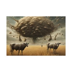 Surreal Cow Landscape Rolled Poster