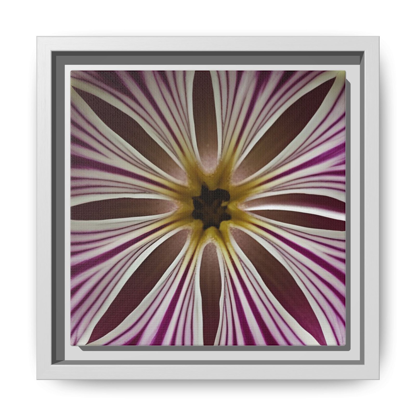 IS_4854 Framed Floral Burst Matte Canvas — Pink & White Striped Flower Wall Art - Image 7