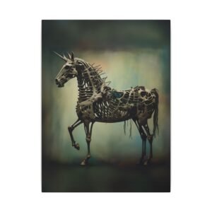 Gothic Unicorn Skeleton Canvas 9x12"