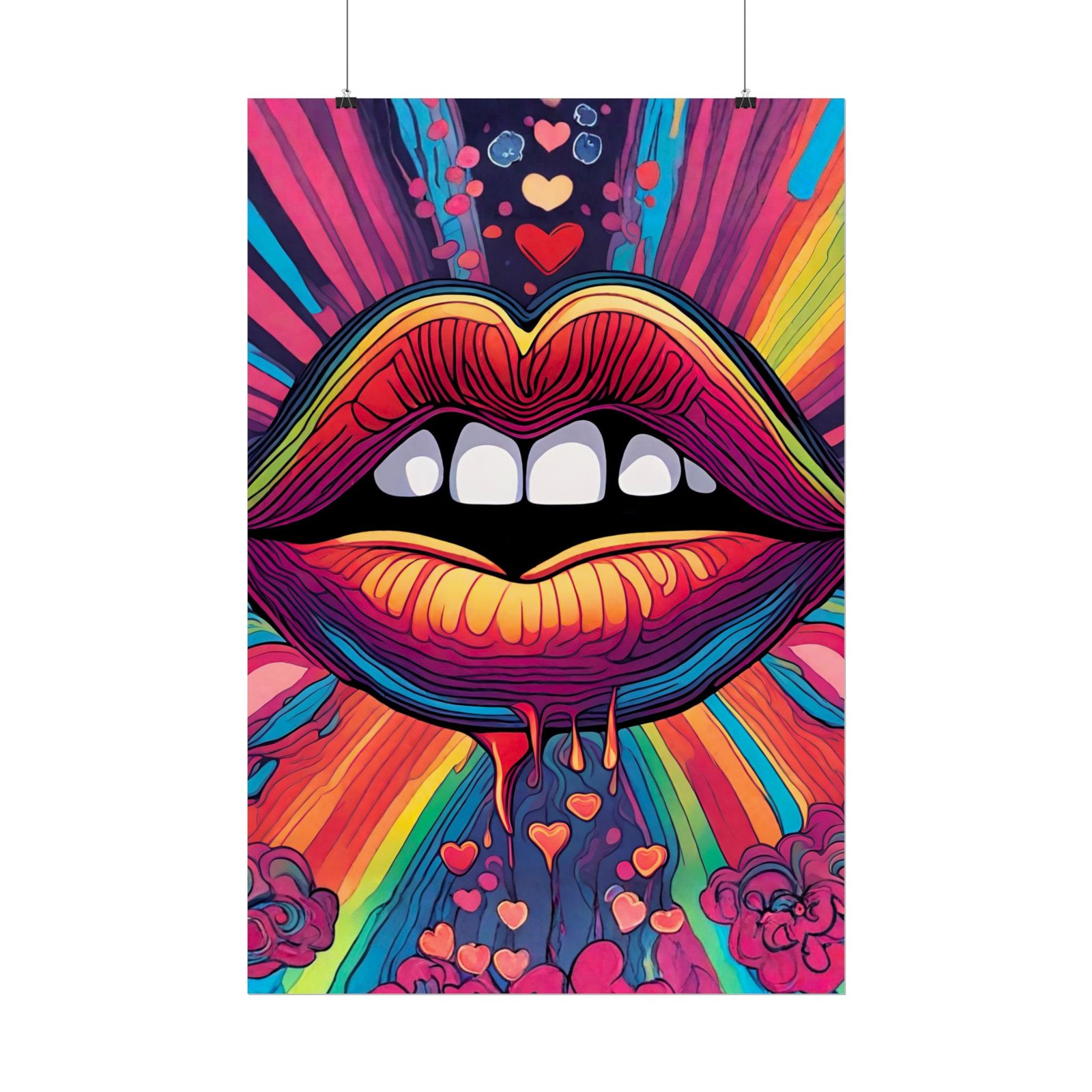 IS_6548 Psychedelic Rainbow Lips Rolled Poster — Vibrant Pop Art Wall Print - Image 2