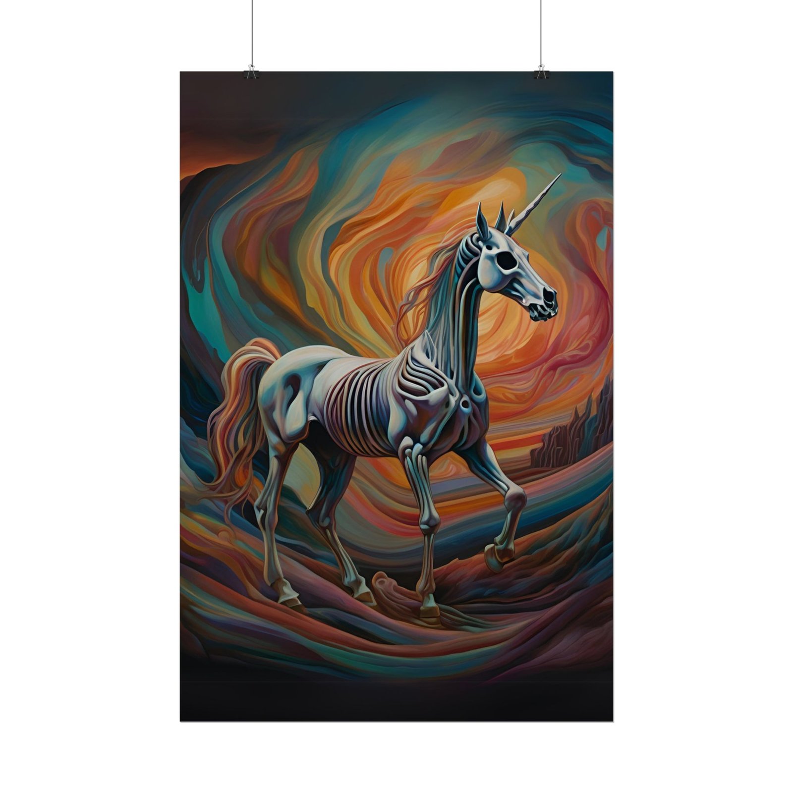 Surreal Unicorn Skeleton Fantasy Poster - Image 2