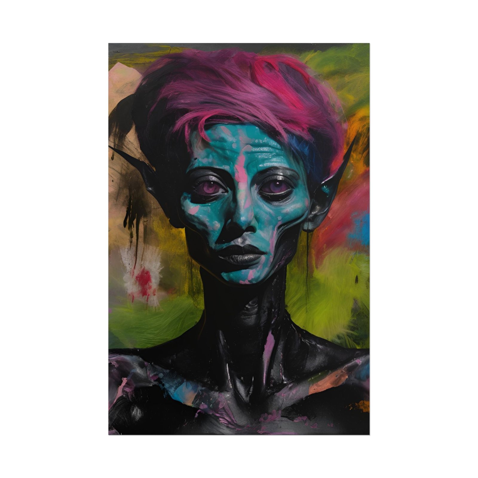 Vibrant Alien Portrait Rolled Poster