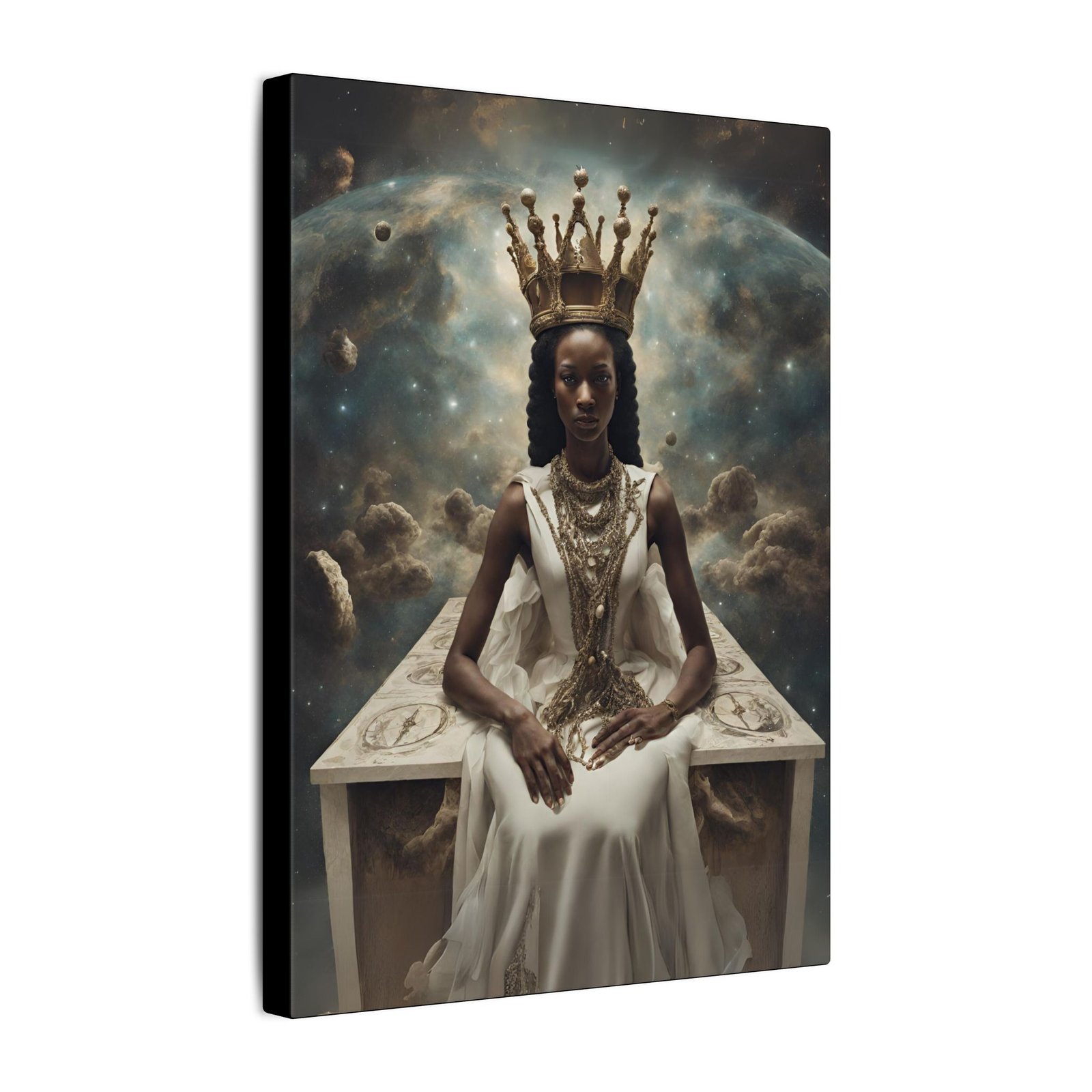 Black Celestial Royal Goddess Matte Canvas 9x12" - Image 2