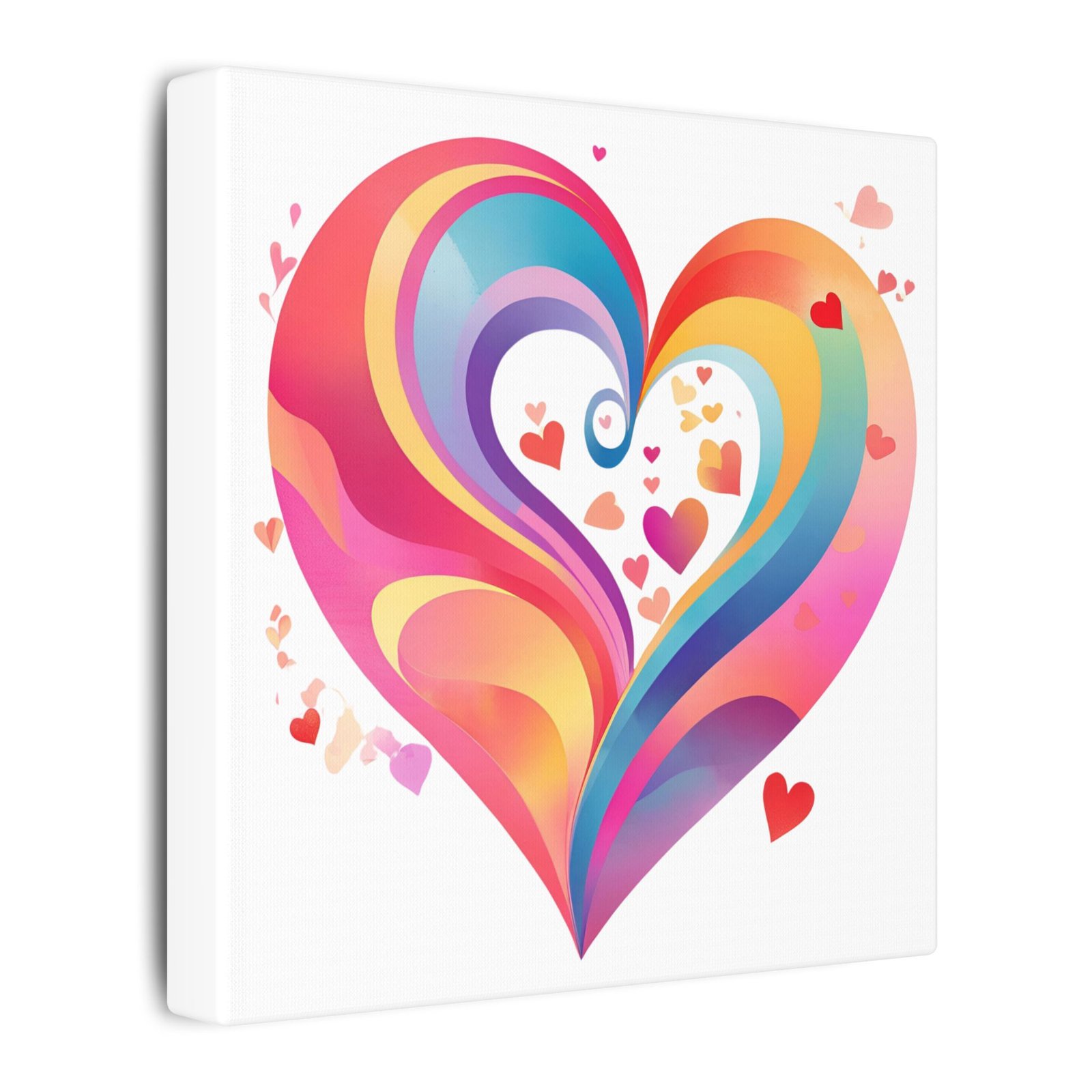 IS_4226 Colorful Heart Canvas Wall Art — Vibrant Rainbow Heart Matte Stretched Canvas - Image 2