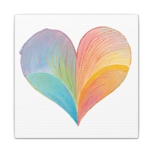 IS_4214 Rainbow Heart Matte Canvas Wall Art — Stretched Heart Print