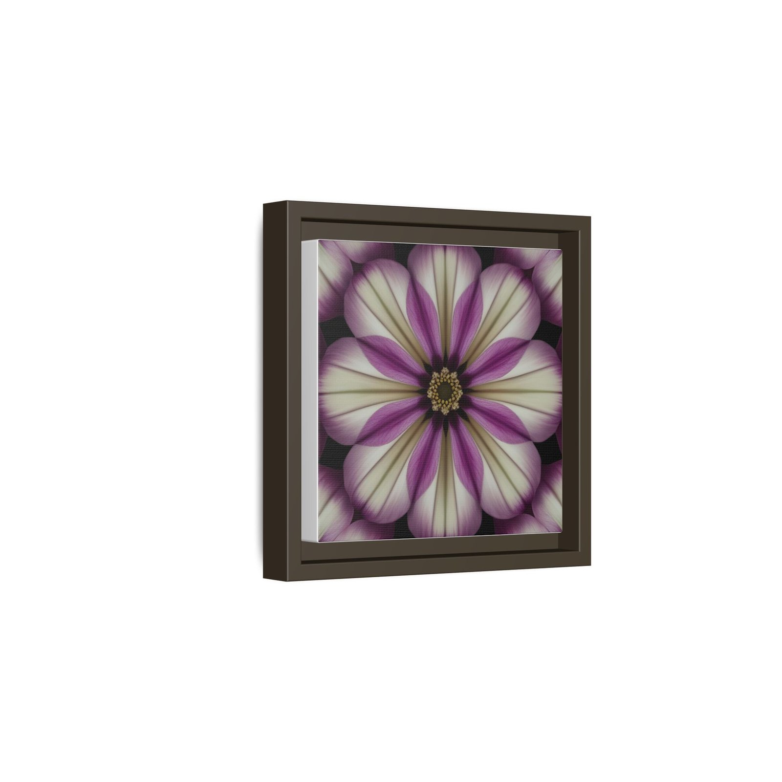 IS_4857 Framed Floral Kaleidoscope Canvas Print — Purple & Cream Decorative Wall Art - Image 8