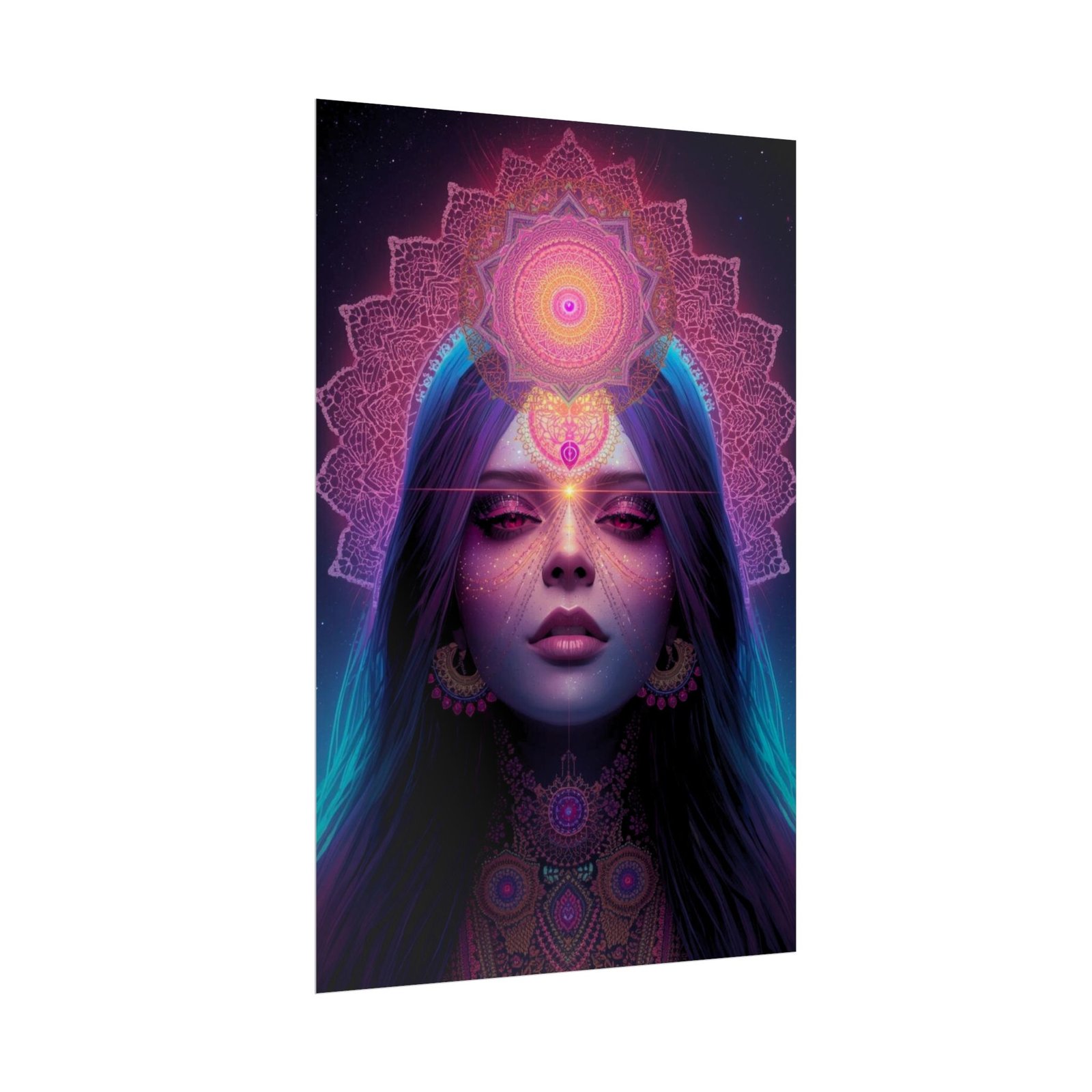 IS_6571 Mystic Mandala Woman Rolled Poster — Psychedelic Boho Art Print - Image 3