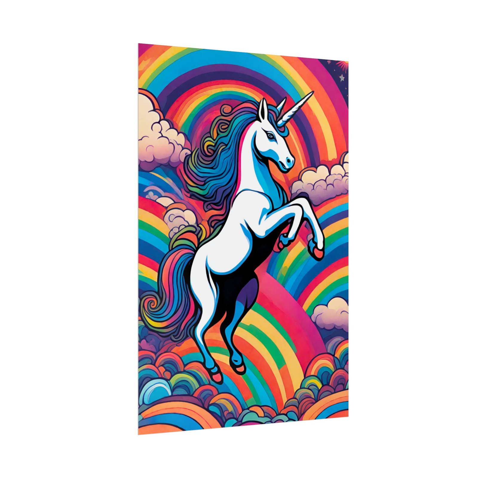 IS_6557 Psychadelic Unicorn Rolled Poster — Rainbow Magical Wall Art - Image 2