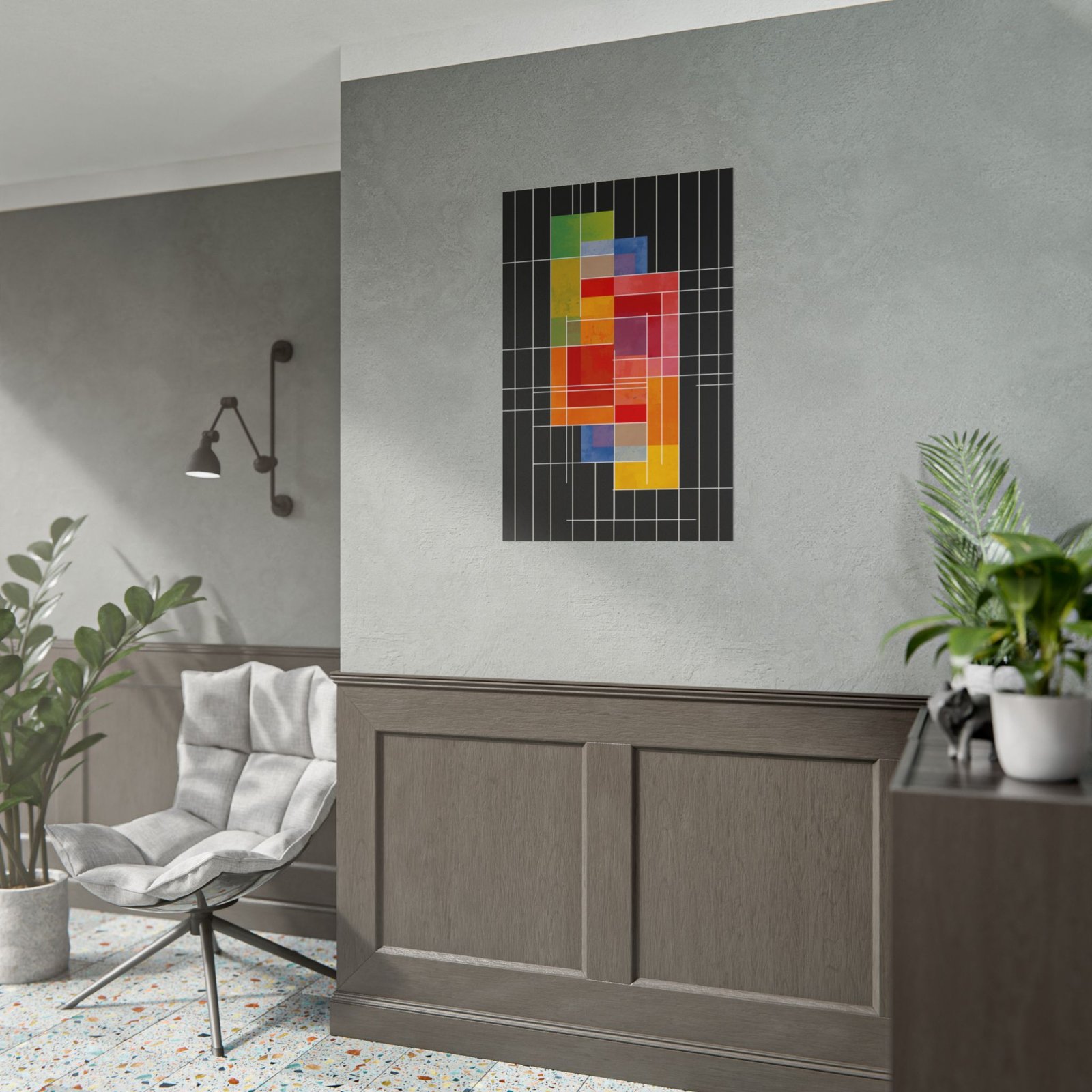 Modern Geometric Abstract Color Grid Rolled Poster - Image 3