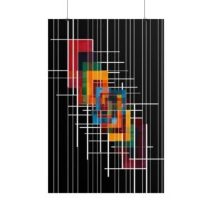 Geometric Abstract Color Block on Black Rolled Poster