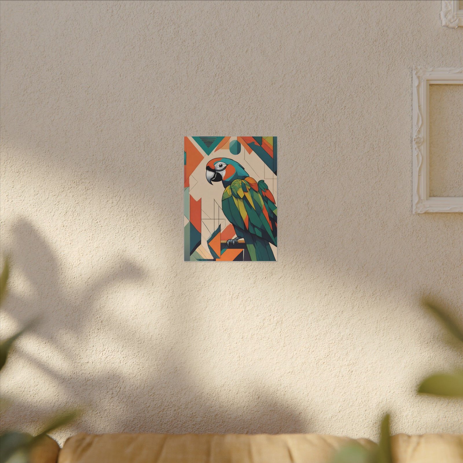 Modern Geometric Parrot Canvas Print 9x12" - Image 3