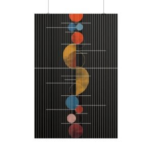 Geometric Abstract Circles on Black Rolled Poster