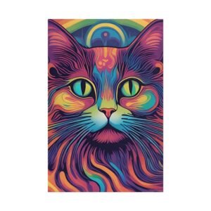 Psychedelic Neon Cat Rolled Poster