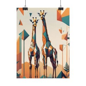 IS_0140 Geometric Giraffe Art Poster - Modern Wall Décor for Animal Lovers