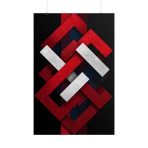 Geometric Abstract Red & White Rolled Poster