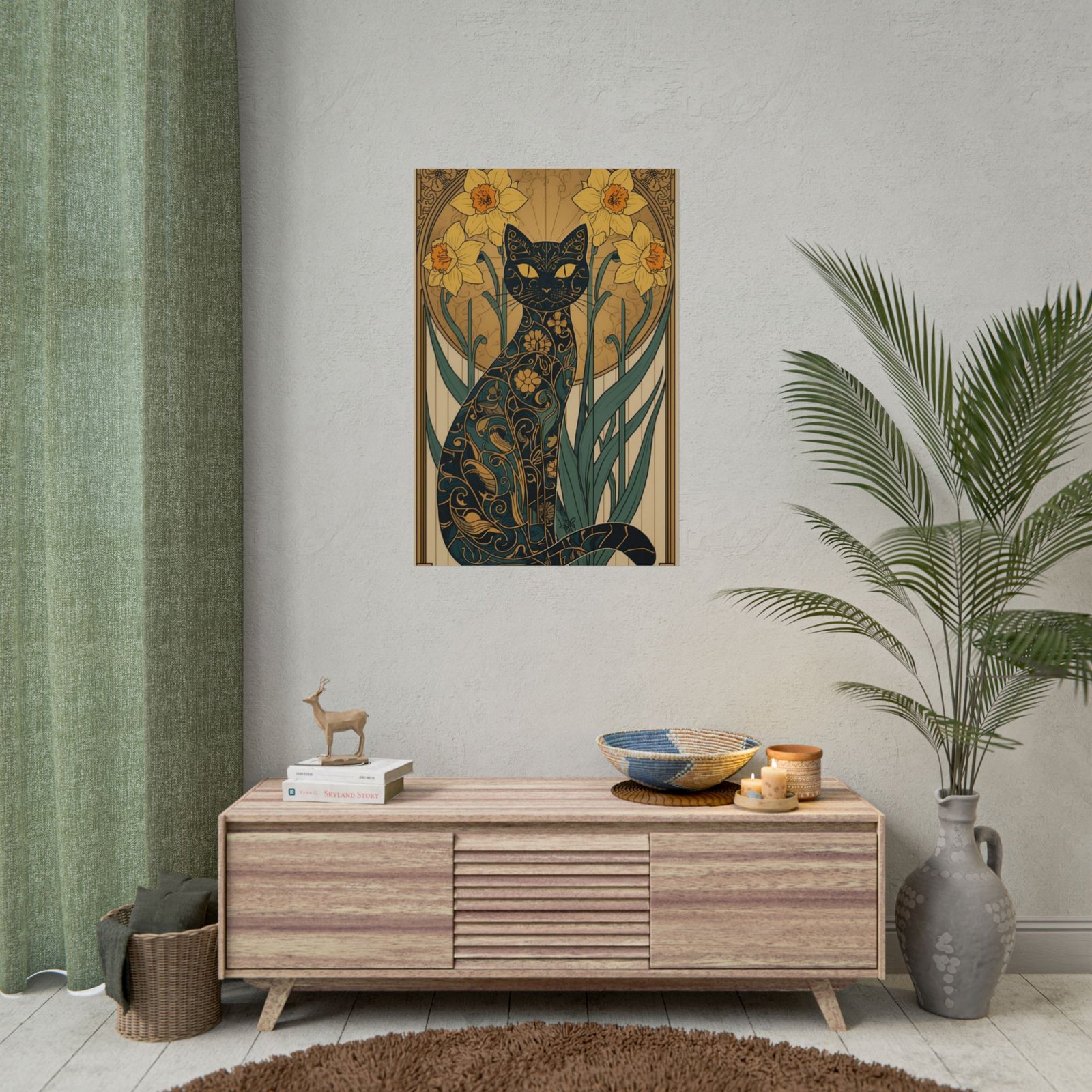 Art Nouveau Black Cat Rolled Poster - Image 4