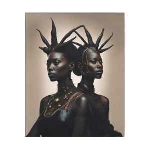 Black Celestial King & Queen Portrait Canvas 16x20