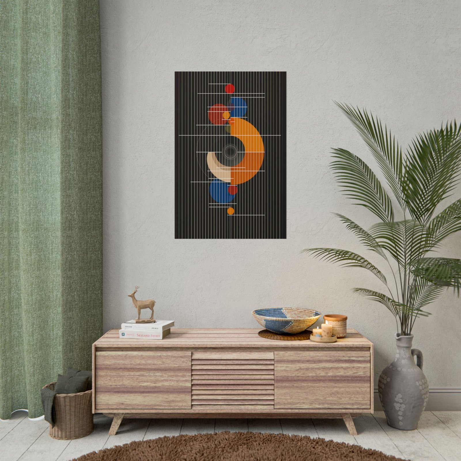 Geometric Abstract Shapes on Black Rolled Poster - Image 4