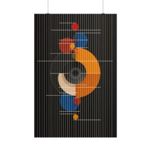 Geometric Abstract Shapes on Black Rolled Poster