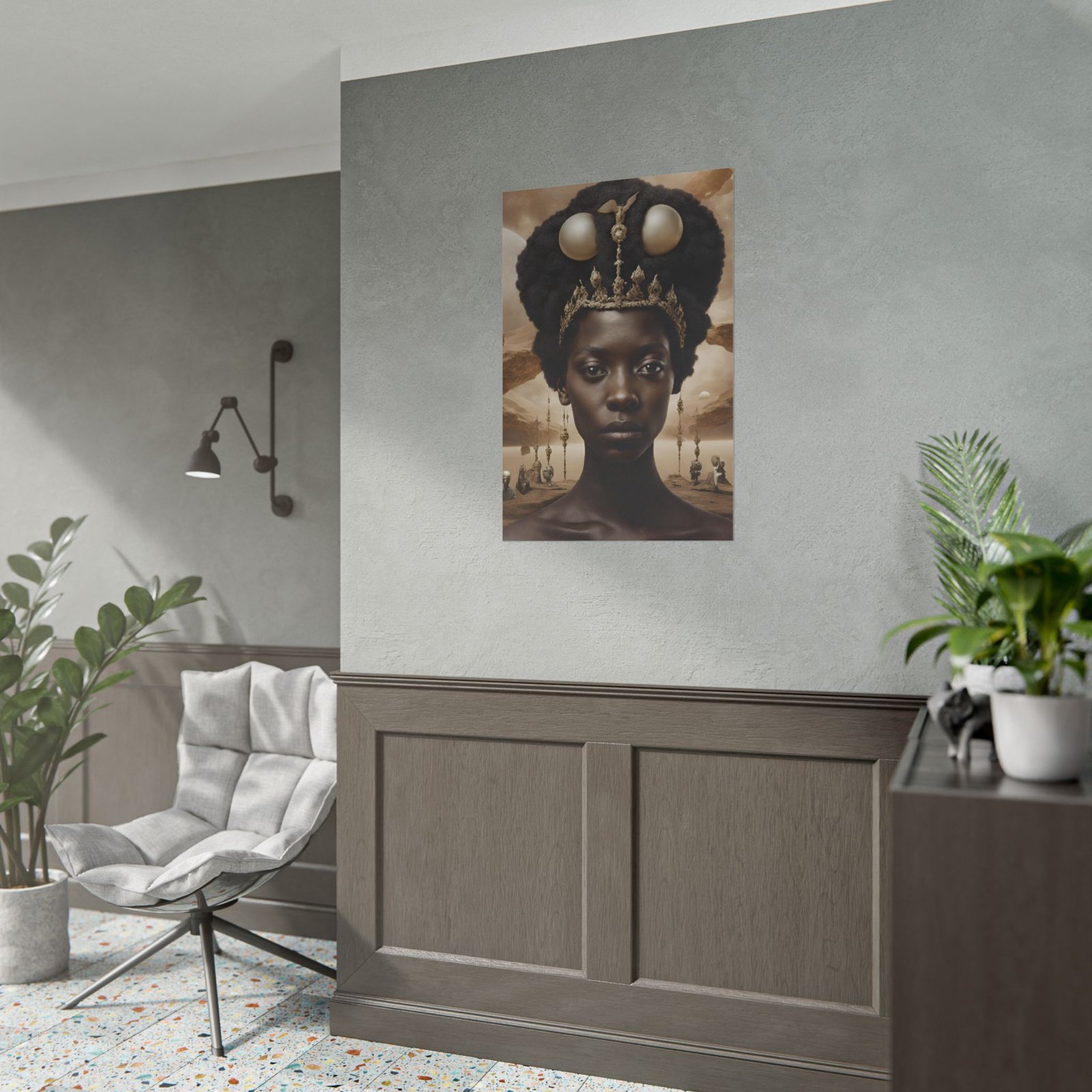 Afrofuturist Regal Celestial Queen Rolled Poster - Image 4
