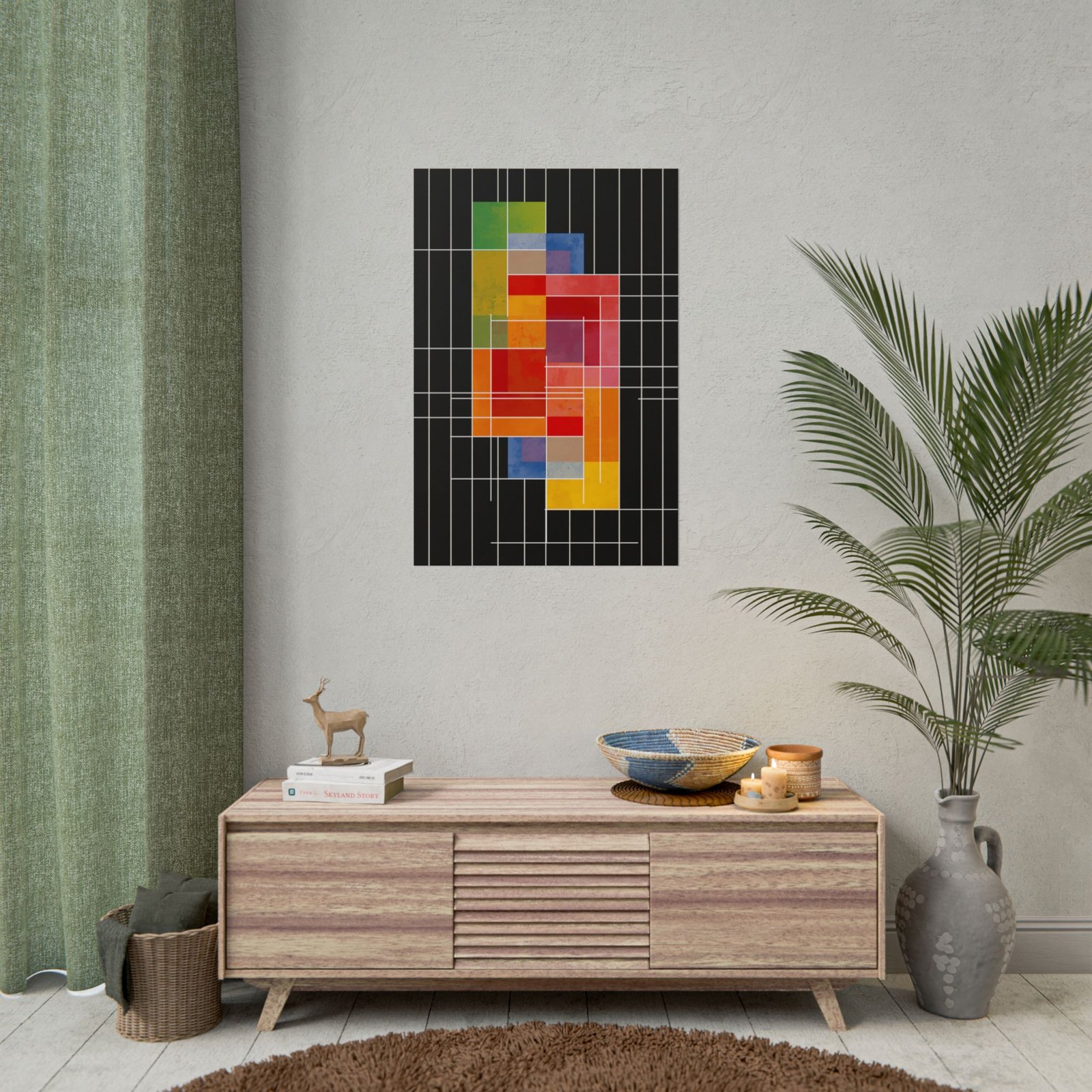Modern Geometric Abstract Color Grid Rolled Poster - Image 4