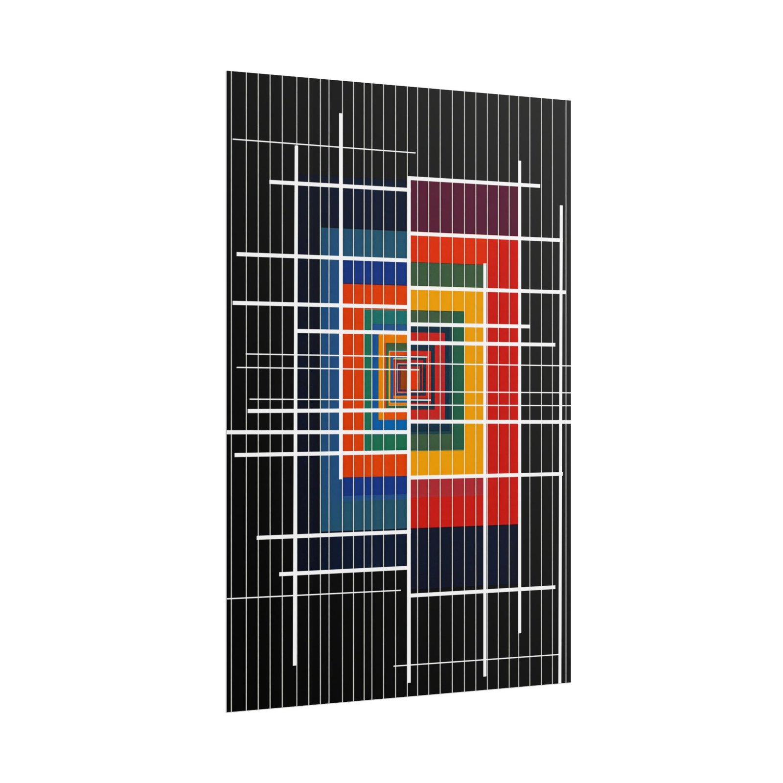 Geometric Abstract Rainbow Maze Rolled Poster - Image 2