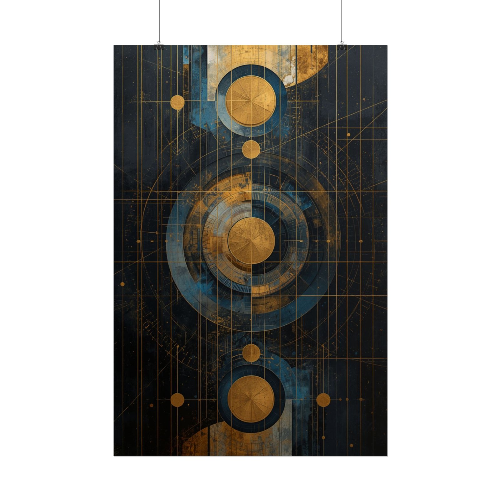 Geometric Abstract Concentric Circles Rolled Poster