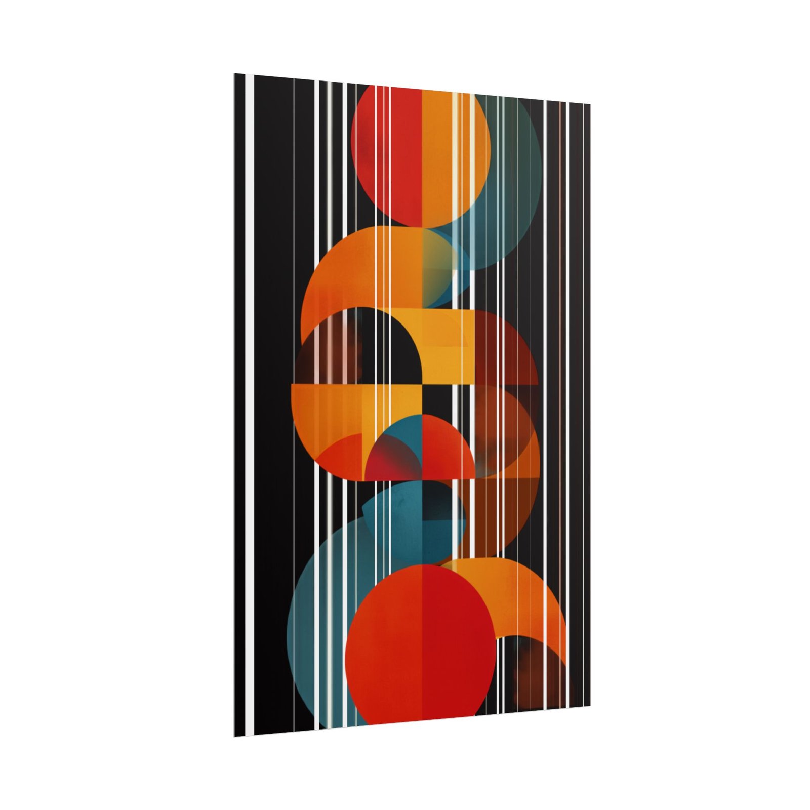 Geometric Abstract Retro Circles & Stripes Rolled Poster - Image 2