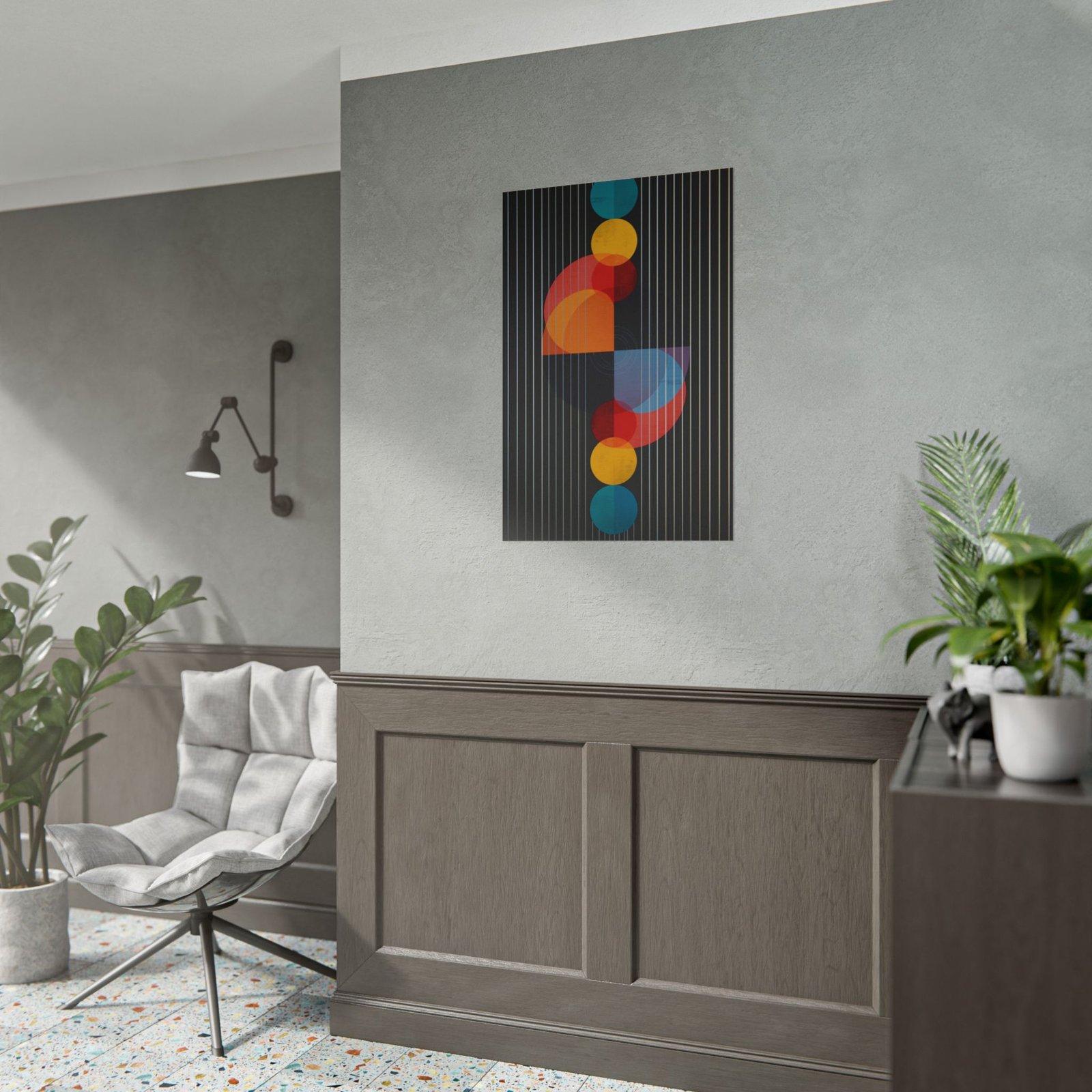 Modern Geometric Abstract Orbit Rolled Poster - Image 3