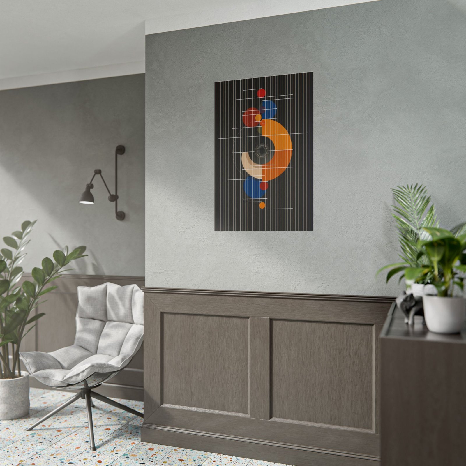 Geometric Abstract Shapes on Black Rolled Poster - Image 3