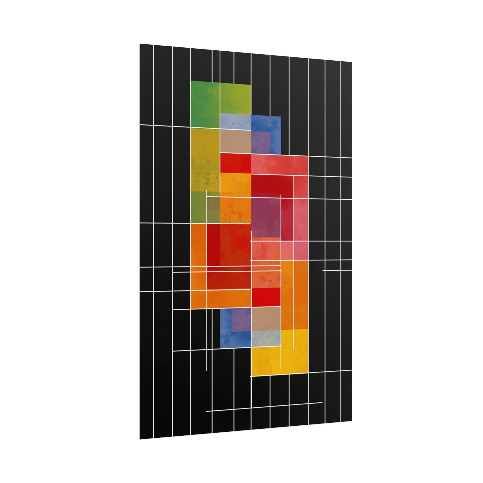 Modern Geometric Abstract Color Grid Rolled Poster - Image 2