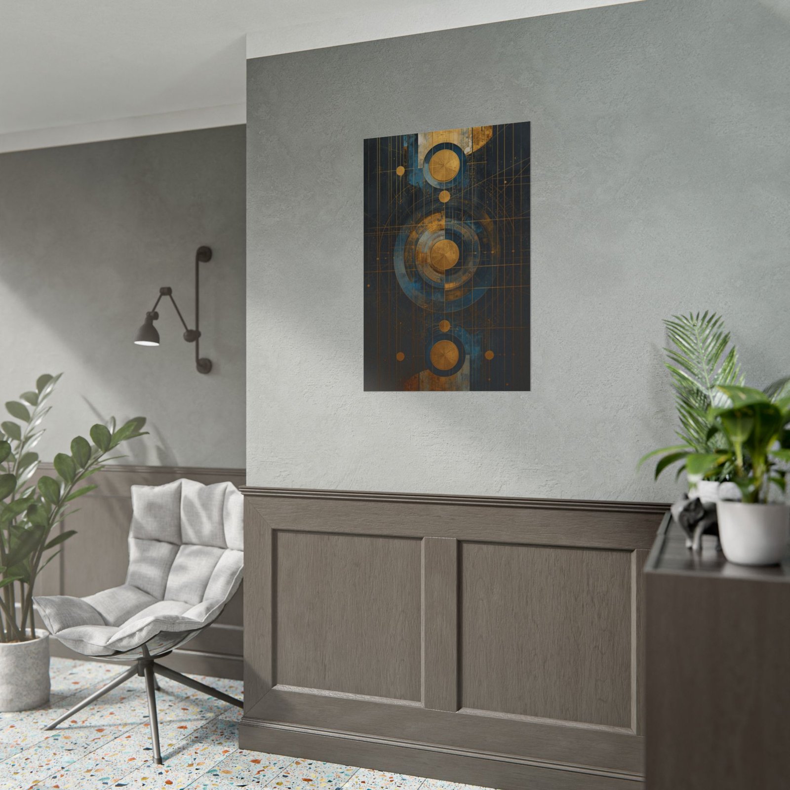 Geometric Abstract Concentric Circles Rolled Poster - Image 3