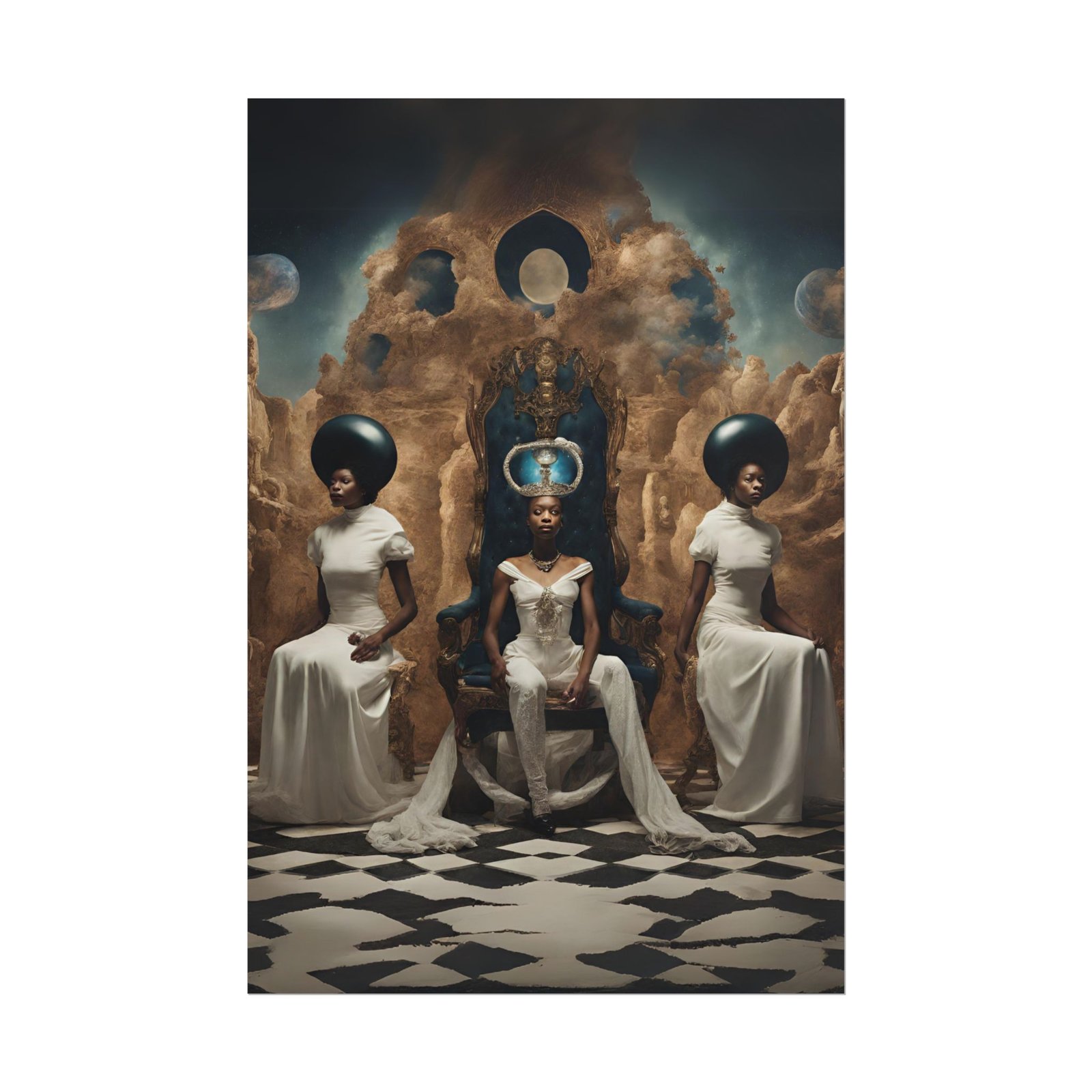 Black Celestial Queens Ethereal Portrait Rolled Poster