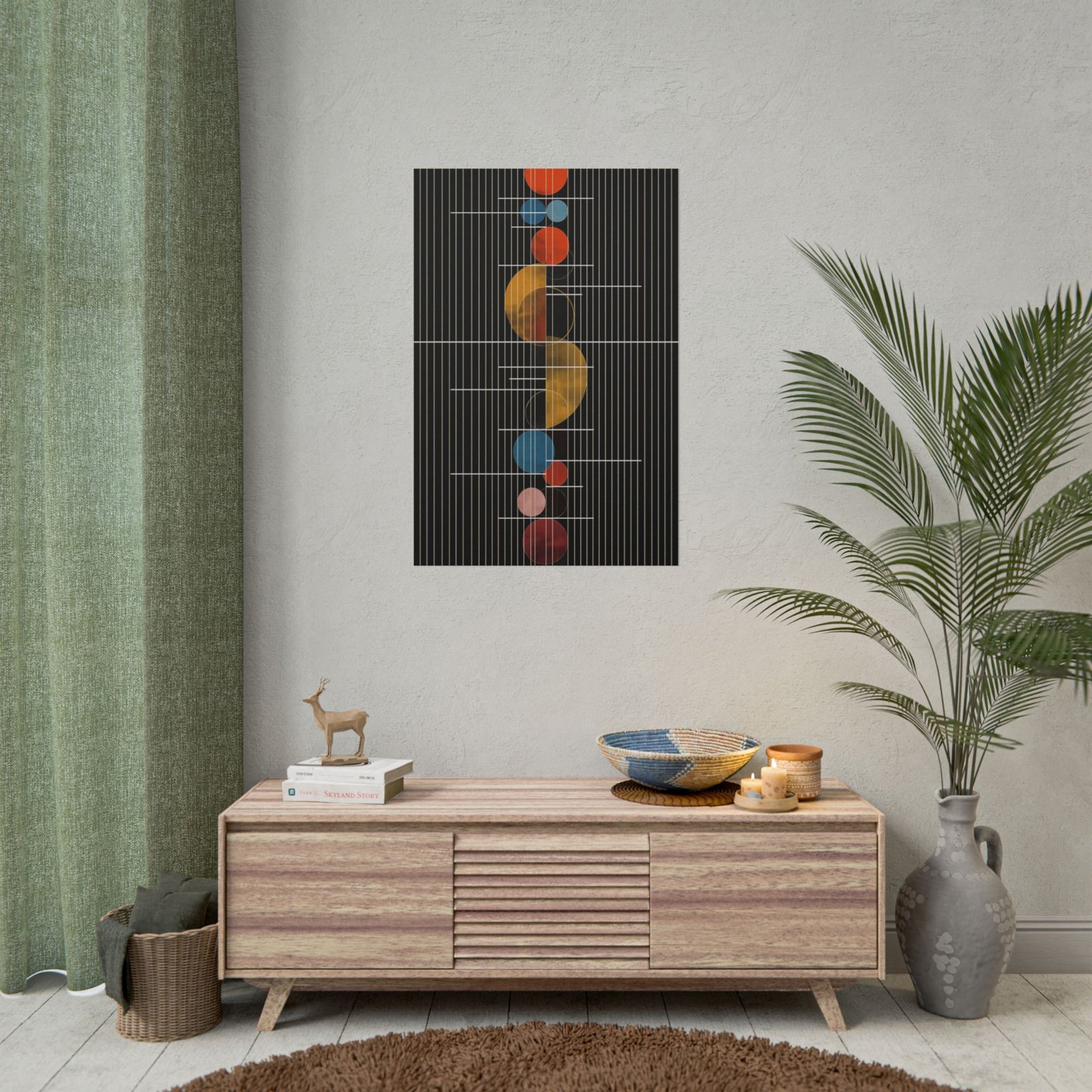 Geometric Abstract Circles on Black Rolled Poster - Image 4